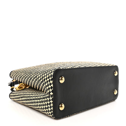 Louis Vuitton Raffia Calfskin Capucines MM Black Ecru 4 of 11