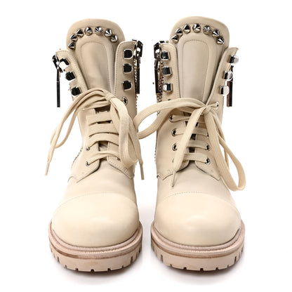 Christian Louboutin Calfskin Winter Spikes Combat Boots 38 White 2 of 7