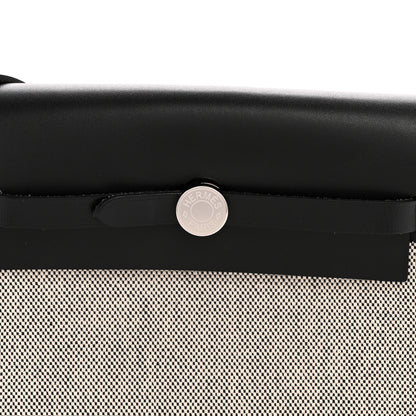 Hermes Military Toile Vache Hunter Herbag Zip Retourne 20 Ecru Black 8 of 11