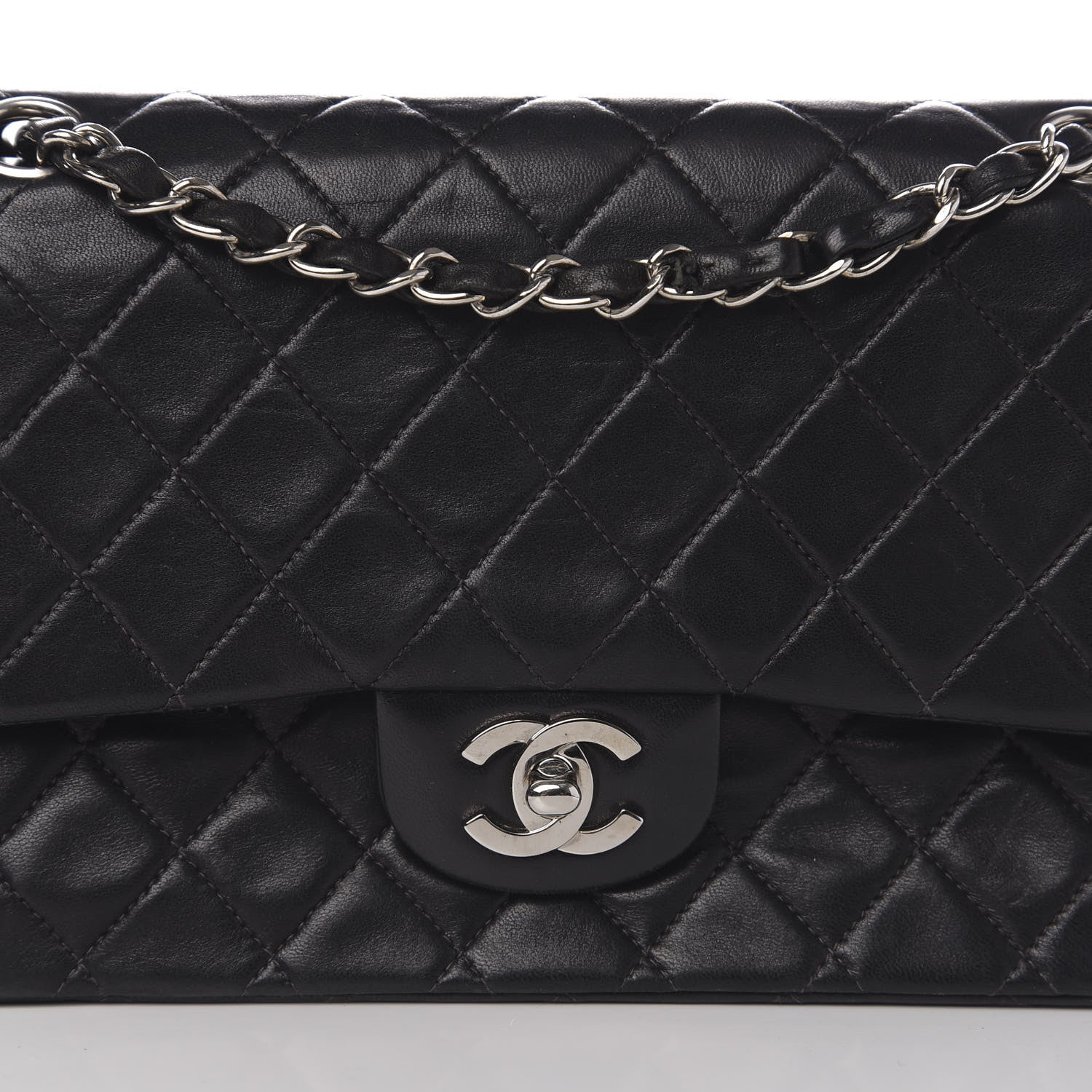 Chanel Lambskin Quilted Medium Double Flap Black 10 of 10