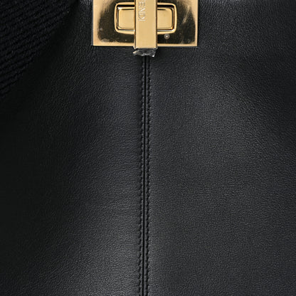 Fendi Vitello Seta Glazed Fabric FF 1974 Medium Peekaboo X-Lite Black Mogano Panna 9 of 13
