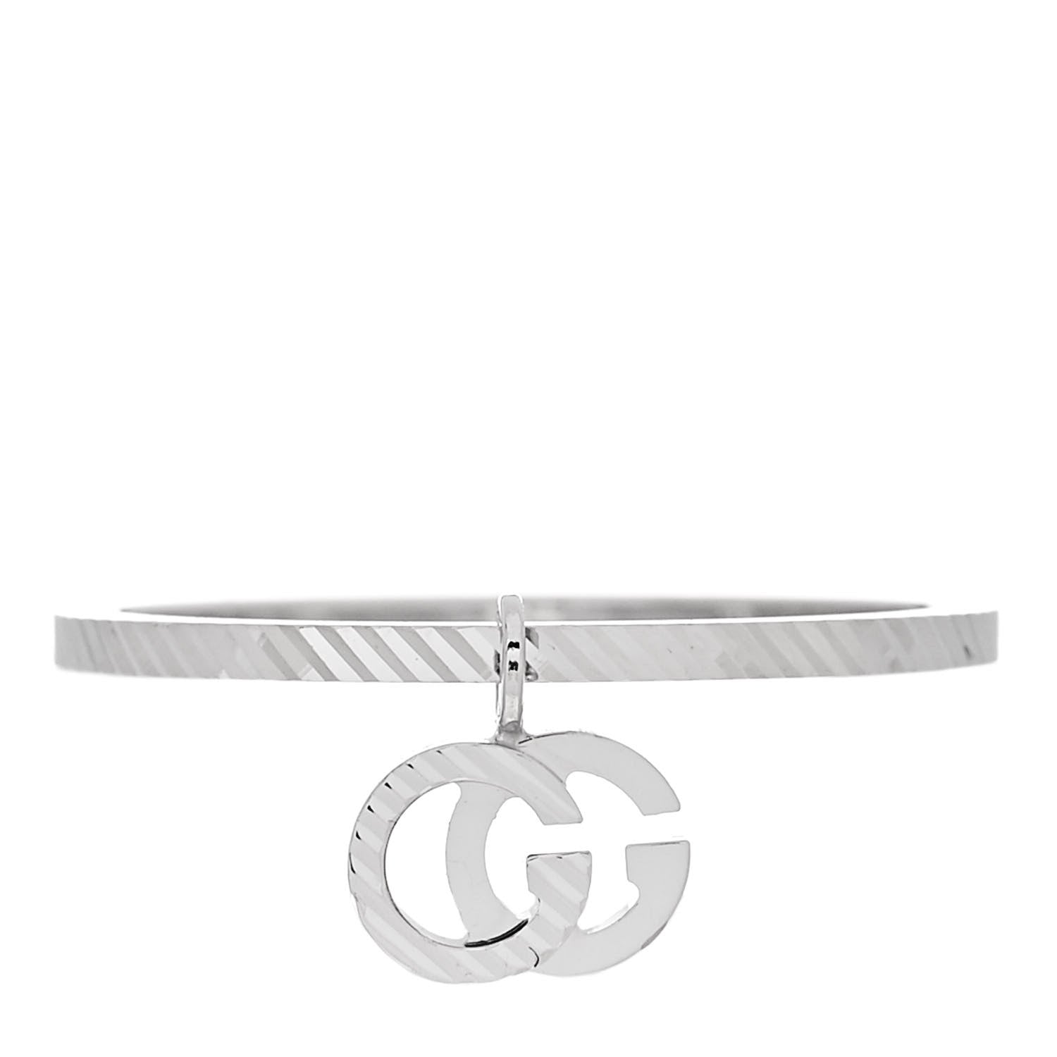 Gucci 18K White Gold Running G Charm Ring 53 6.5 1 of 5