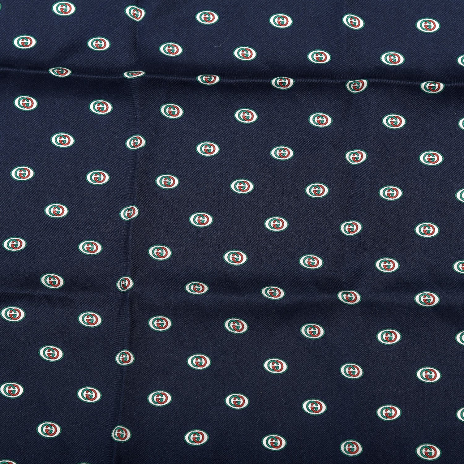 Gucci Silk Twill Interlocking G Pocket Square Scarf Navy 2 of 3