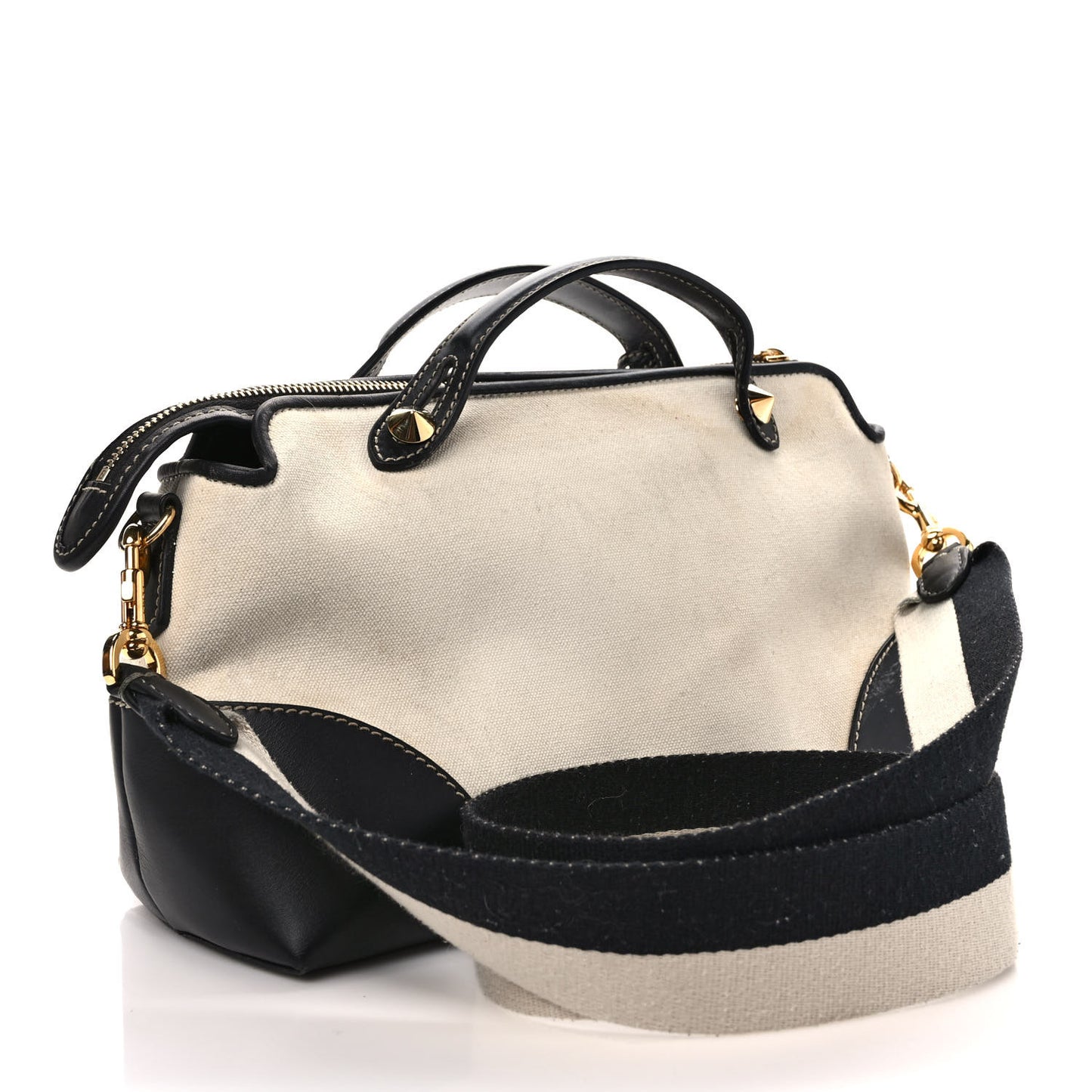 Canvas Vitello King Logo Embroidered Medium By The Way Boston Bag Grezzo Black