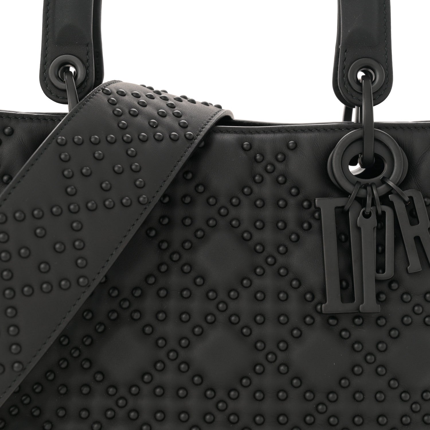 Christian Dior Matte Calfskin Cannage Studded Medium Supple Lady Dior Ultra Black 8 of 11