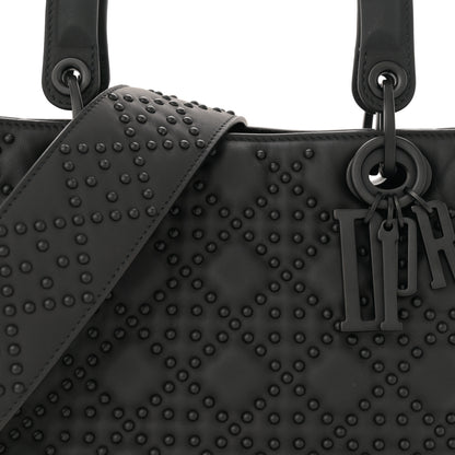 Christian Dior Matte Calfskin Cannage Studded Medium Supple Lady Dior Ultra Black 8 of 11