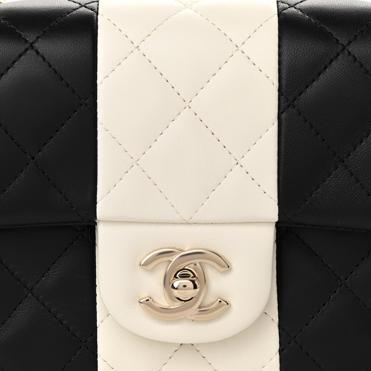 Lambskin Quilted Mini Rectangular Flap Black White
