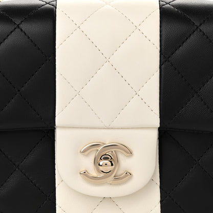 Chanel Lambskin Quilted Mini Rectangular Flap Black White 8 of 13