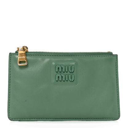 Miu Miu Soft Calf Softy Envelope Zip Card Holder Salvia 1 of 8
