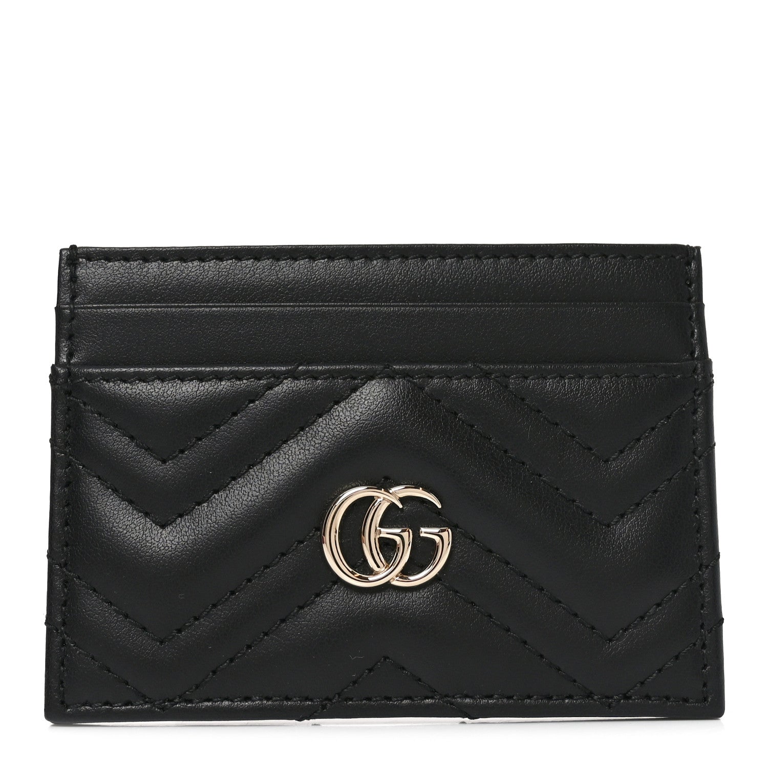 Gucci Calfskin Matelasse GG Marmont Card Holder Black 1 of 7