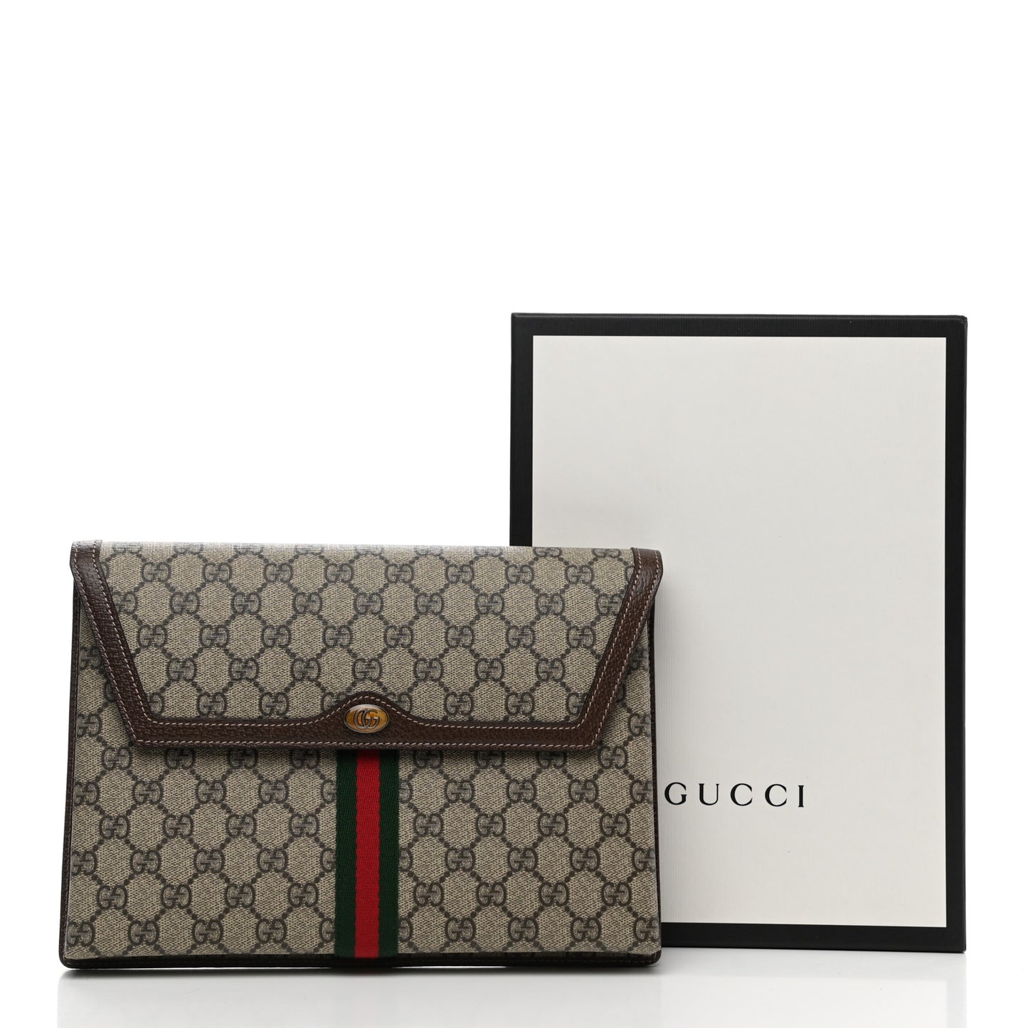GG Supreme Monogram Web Ophidia Clutch Beige New Acero