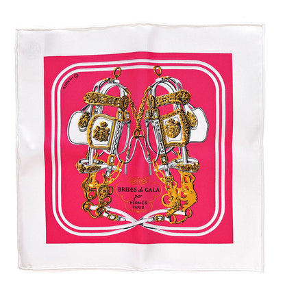 Hermes Silk Brides de Gala Nano Scarf 20 Blanc Rose Fuchsia Or 1 of 5