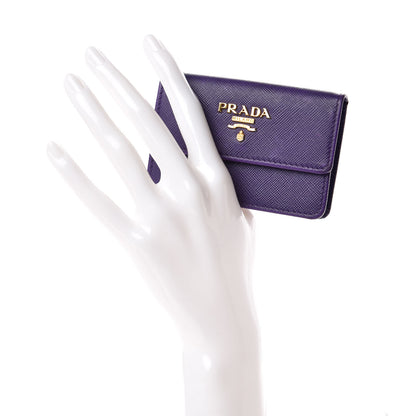 Prada Saffiano Metal Flap Card Holder Viola 2 of 8