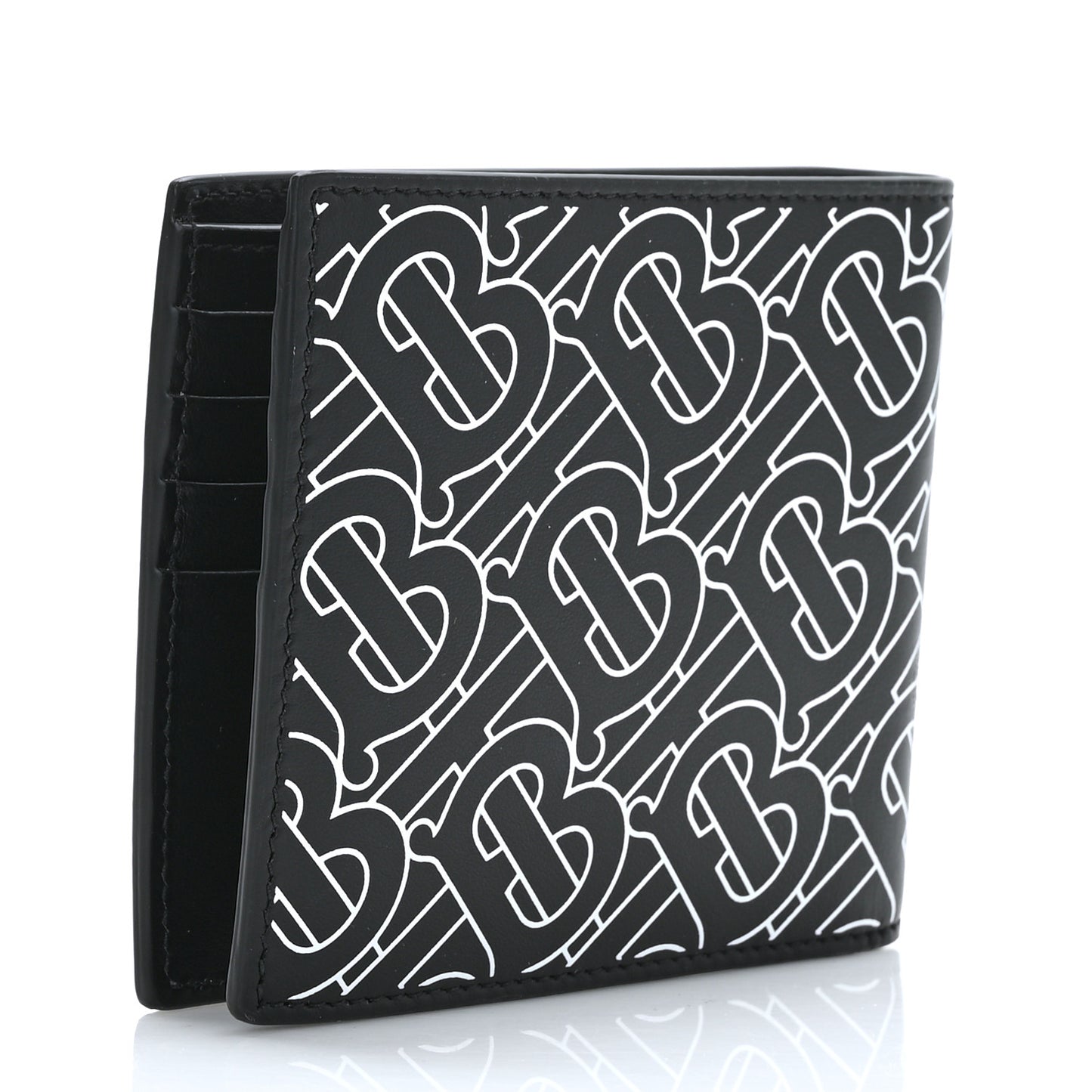 Calfskin Embossed Monogram Bi-Fold Wallet Black White