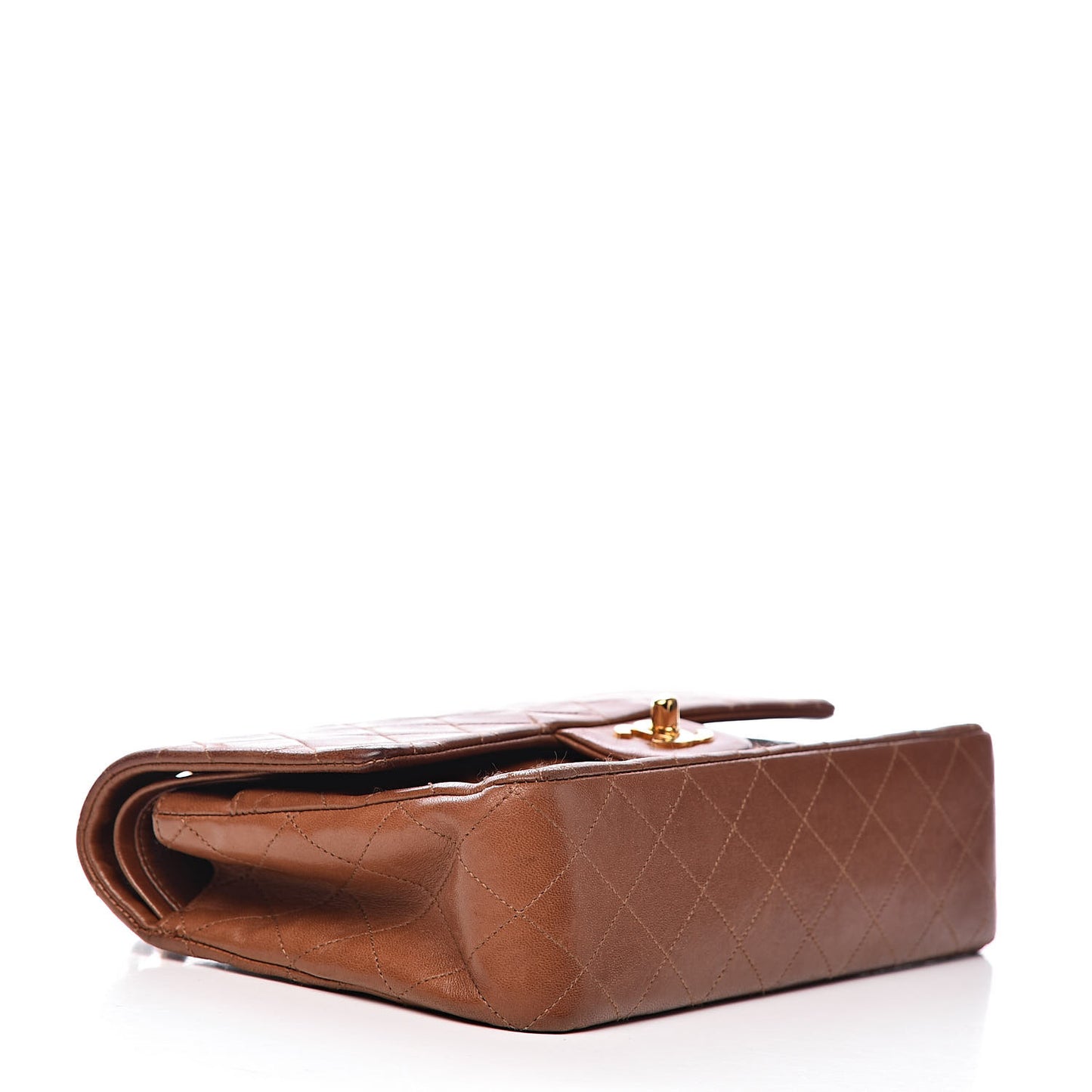 Lambskin Quilted Medium Double Flap Brown