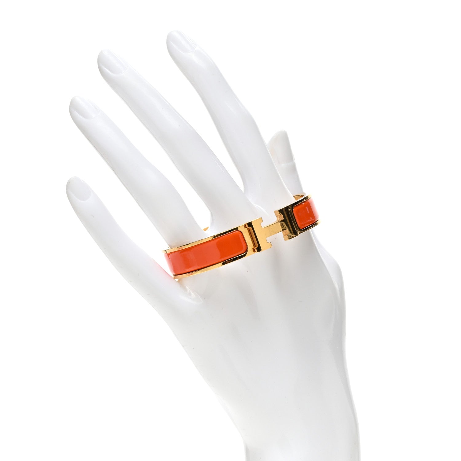 Hermes Enamel Narrow Clic Clac H Bracelet PM Orange 2 of 5