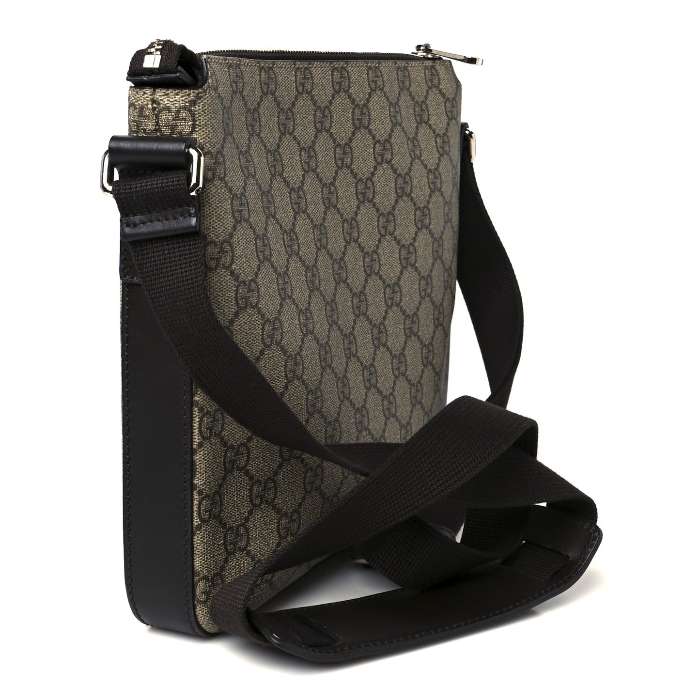 GG Supreme Monogram Selleria Calfskin Small Flat Messenger Bag Beige Ebony Cocoa Marrone Scuro