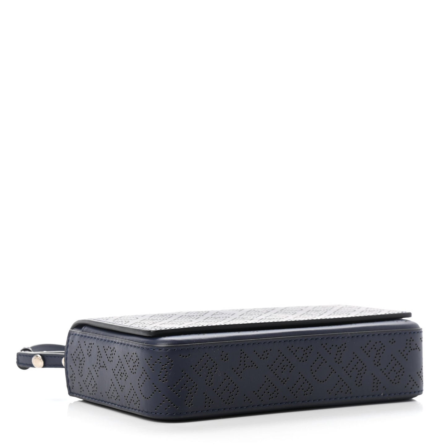 Calfskin Perforated Logo Hampshire Crossbody Navy