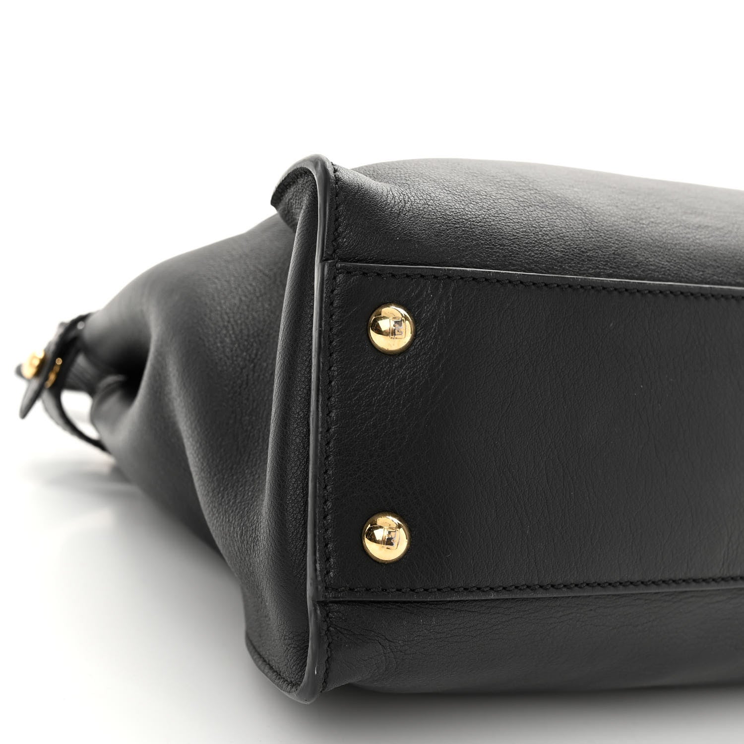 Fendi Vitello Seta Shiny Nappa Medium Peekaboo Iconic Satchel Black 9 of 10