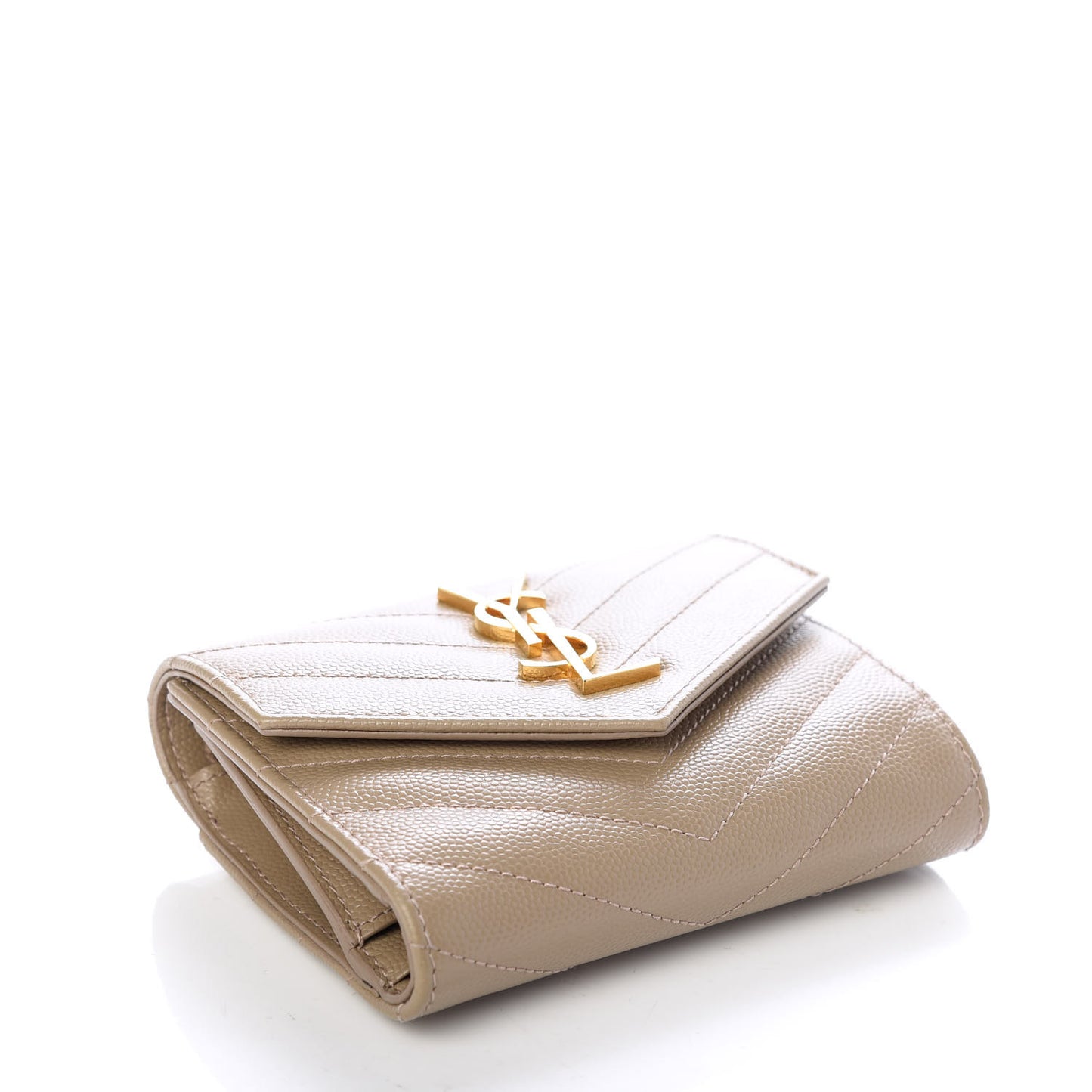 Grain De Poudre Matelasse Chevron Small Monogram Envelope Wallet Dusty Grey