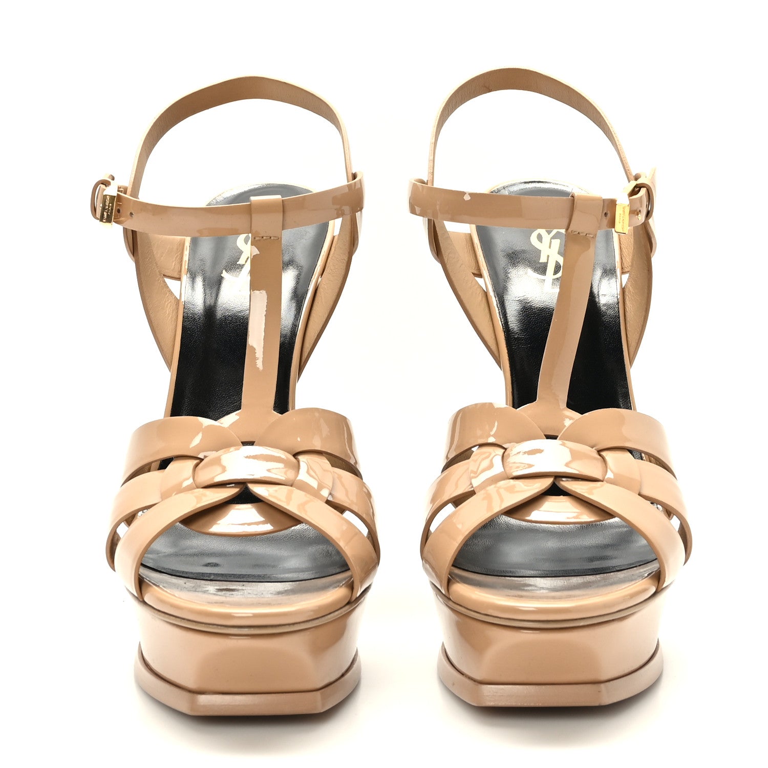 Saint Laurent Patent Tribute 105 Platform Sandals 41 Nude Powder 2 of 9