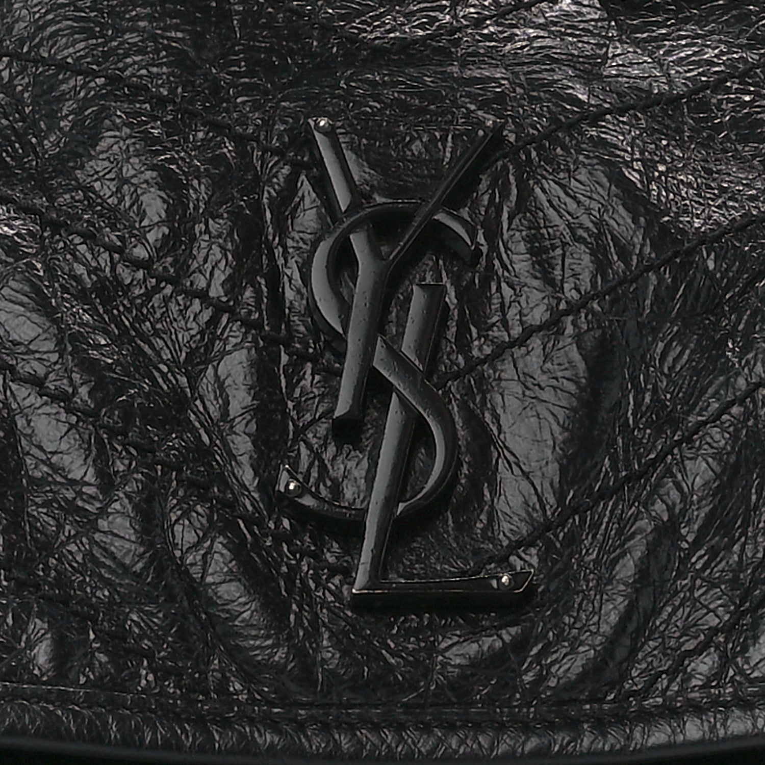 Saint Laurent Crinkled Calfskin Matelasse Monogram Medium Niki Chain Satchel Black 10 of 12