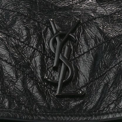 Saint Laurent Crinkled Calfskin Matelasse Monogram Medium Niki Chain Satchel Black 10 of 12
