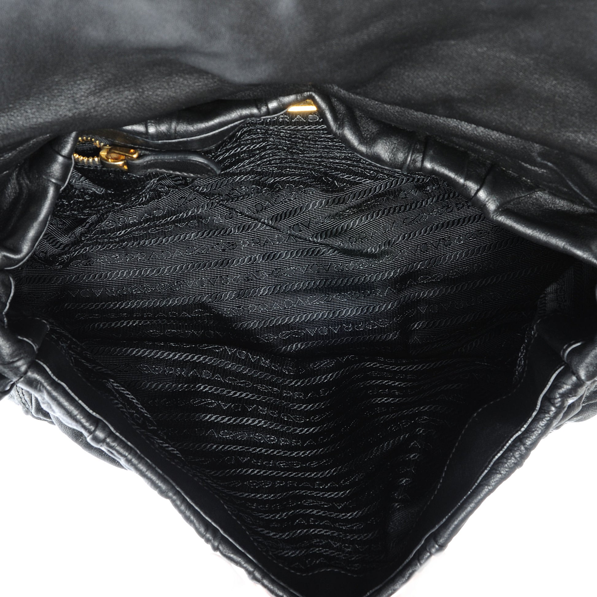 Prada Nappa Dressy Gaufre Flap Bag Black 5 of 9