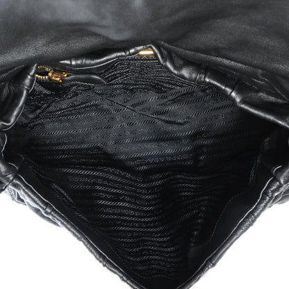 Prada Nappa Dressy Gaufre Flap Bag Black 5 of 9
