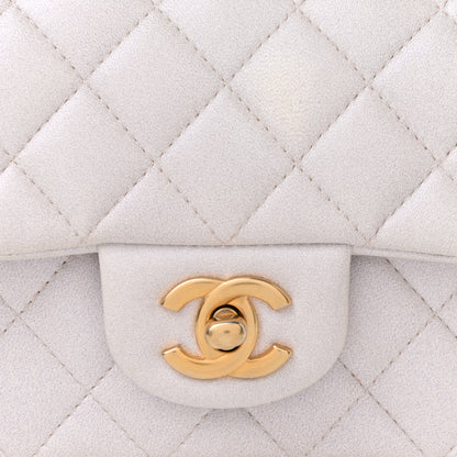 Chanel Iridescent Lambskin Quilted Mini Top Handle Rectangular Flap White 7 of 11