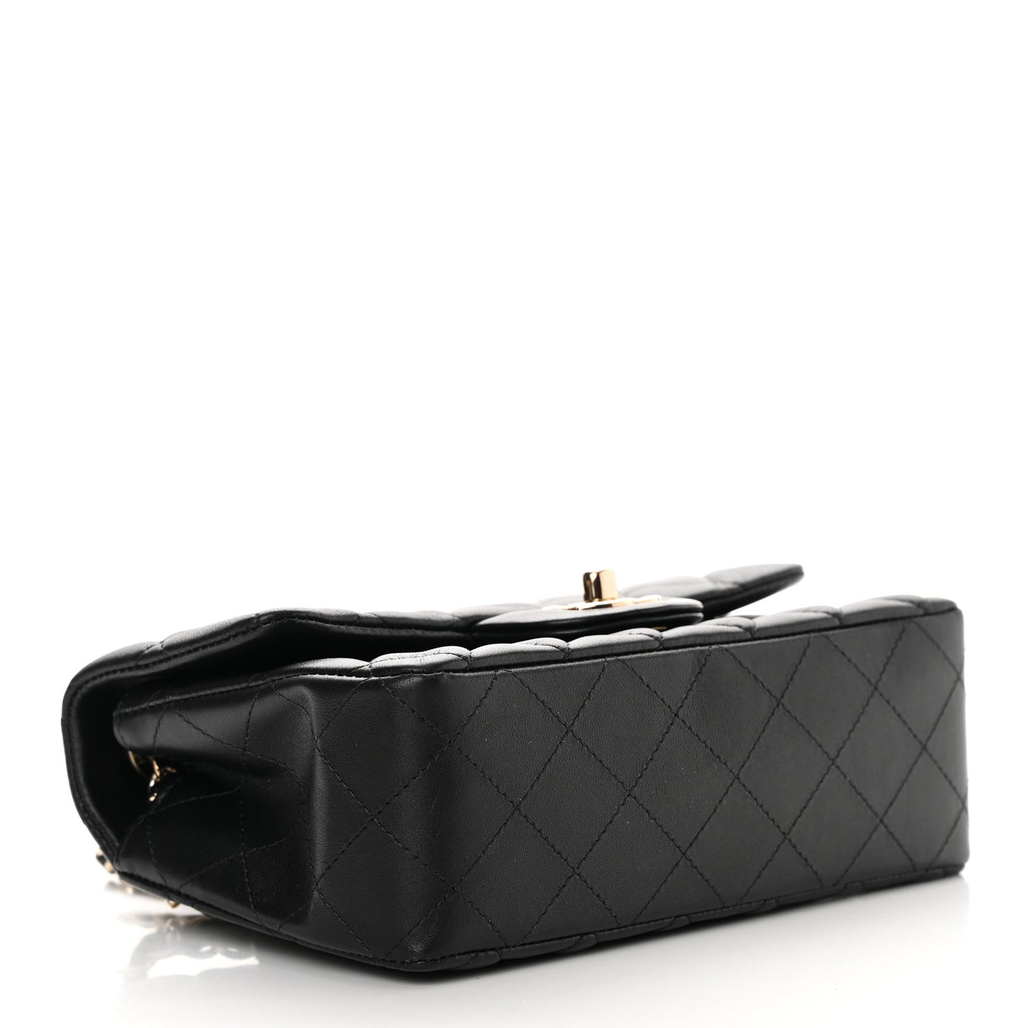 Lambskin Quilted Mini Rectangular Flap Black