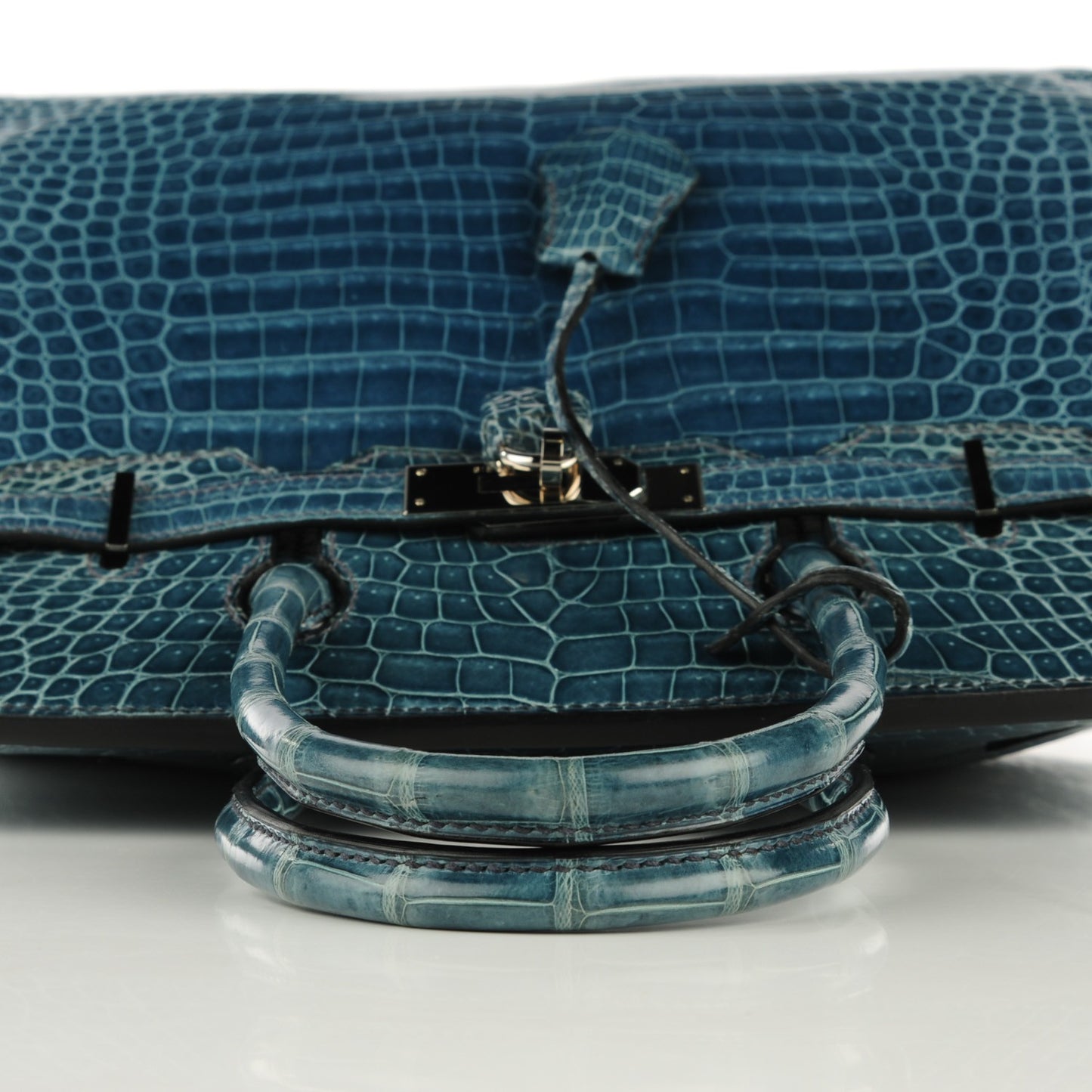 Shiny Porosus Crocodile Birkin 30 Blue Jean