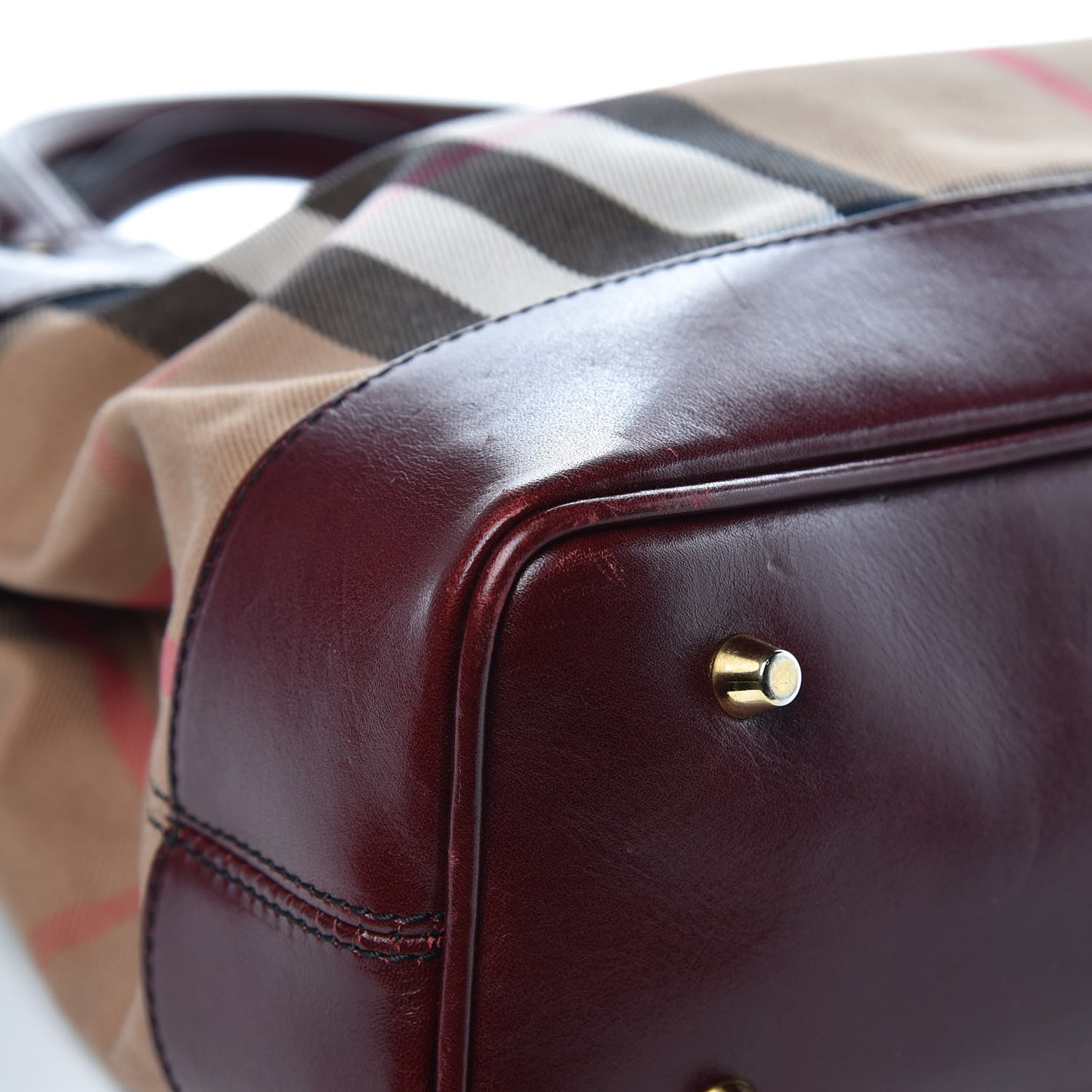 House Check Tote Burgundy