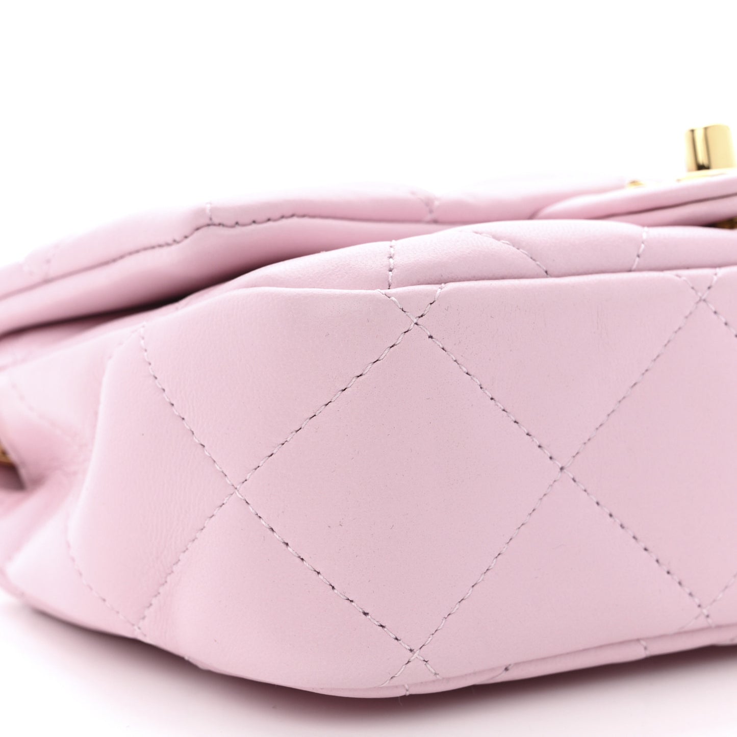 Lambskin Resin Quilted Top Handle Flap Light Pink