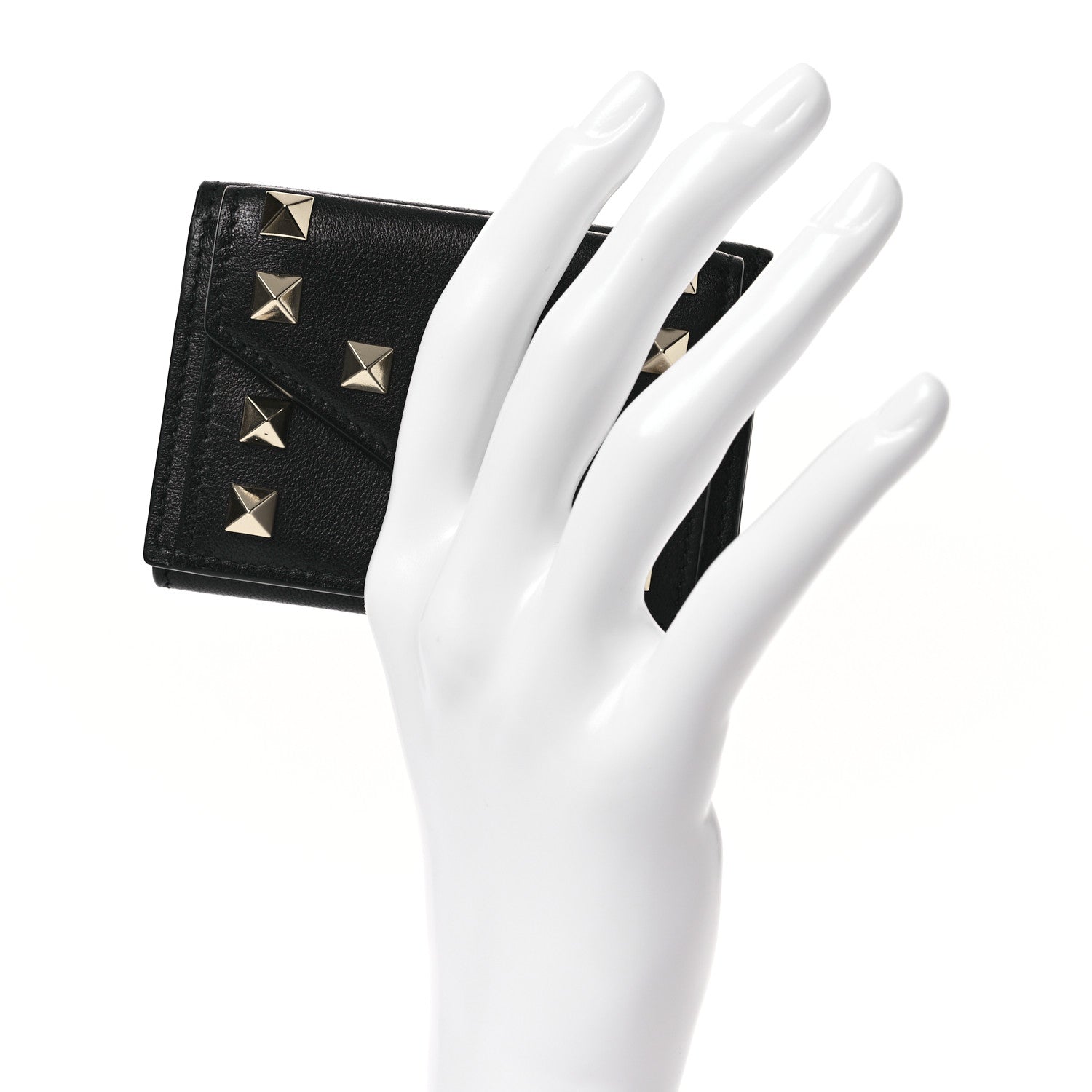 Valentino Garavani Calfskin Small Rockstud Wallet  Black 2 of 11