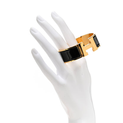 Hermes Enamel Wide Clic Clac H Bracelet PM Black 2 of 5