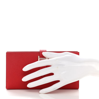 Hermes Epsom Bearn Gusset Wallet Rouge Casaque 2 of 8