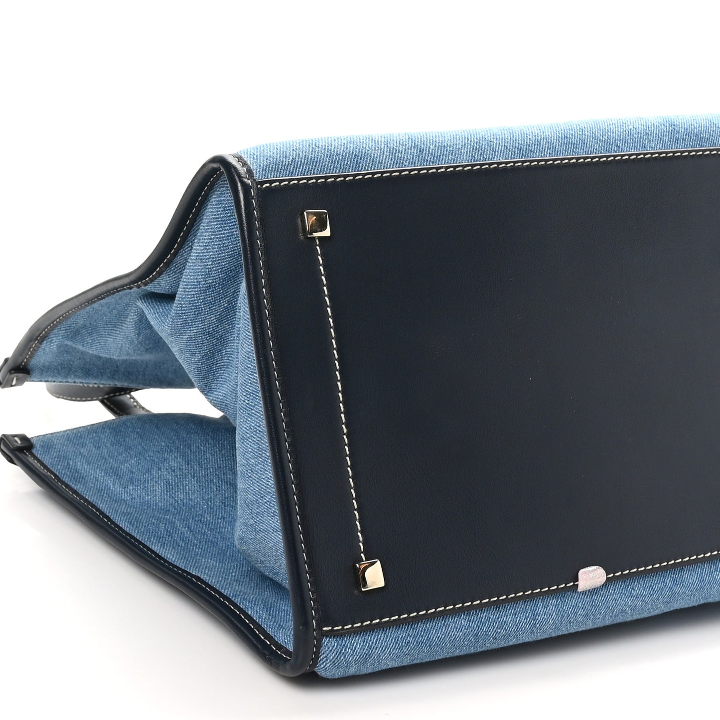 Washed Denim Logo Varenne Tote Bag Blue Ecru Navy