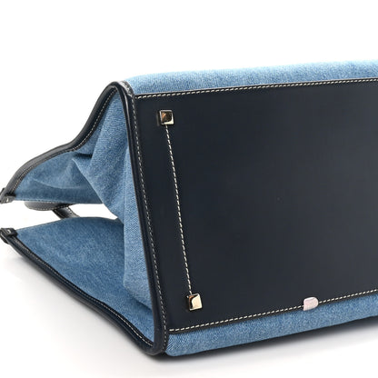Jimmy Choo Washed Denim Logo Varenne Tote Bag Blue Ecru Navy 9 of 10