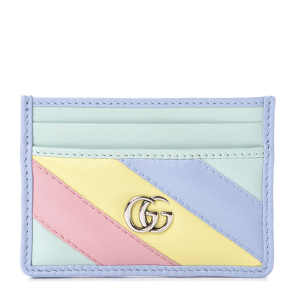 Gucci Calfskin Matelasse Diagonal GG Marmont Card Holder Wallet Multicolor Pastel 1 of 6
