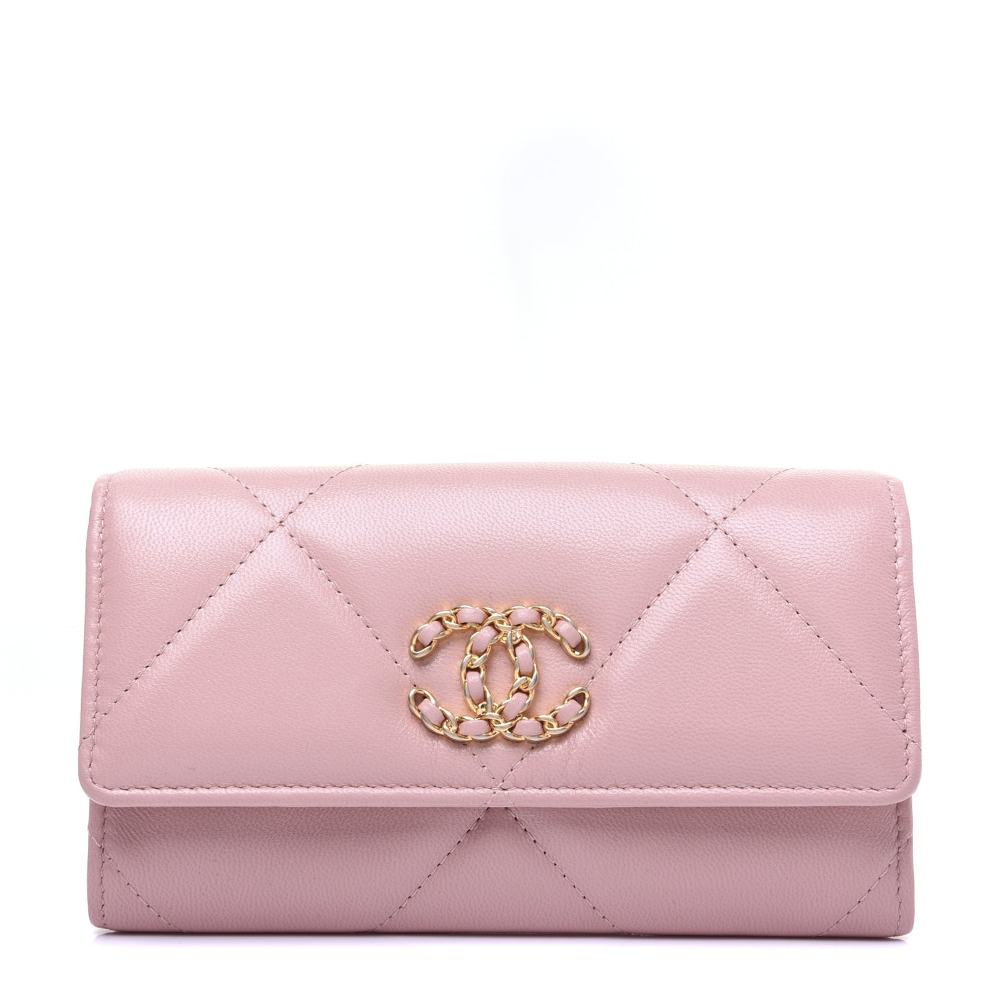 Goatskin Quilted 19 Flap Wallet Pink