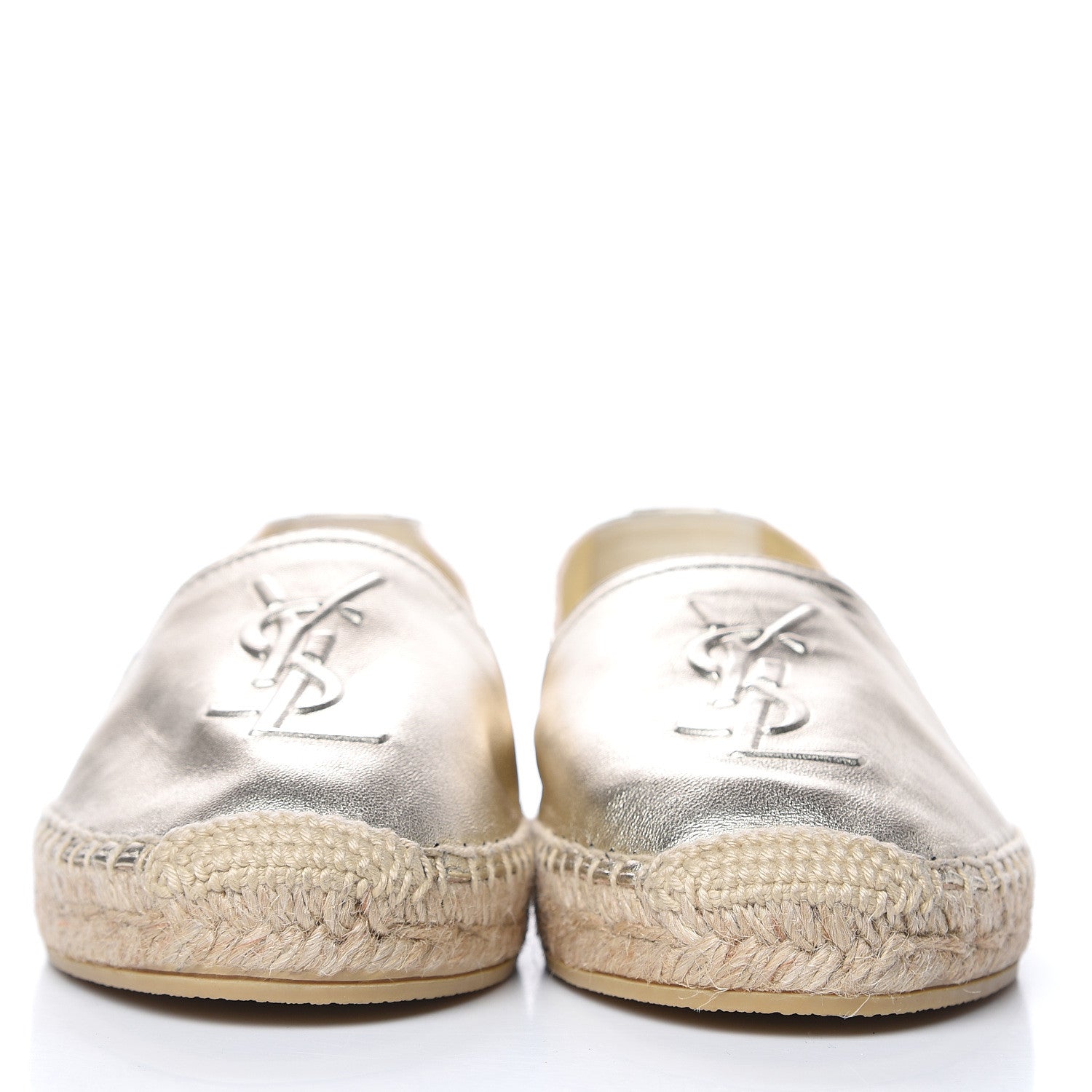 Saint Laurent Metallic Lambskin Monogram Espadrilles 39.5 Gold 2 of 10
