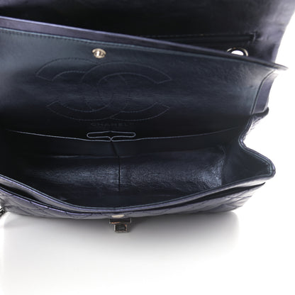 Chanel Metallic Aged Calfskin Quilted 2.55 Reissue 226 Flap Dark Navy Blue 5 of 12