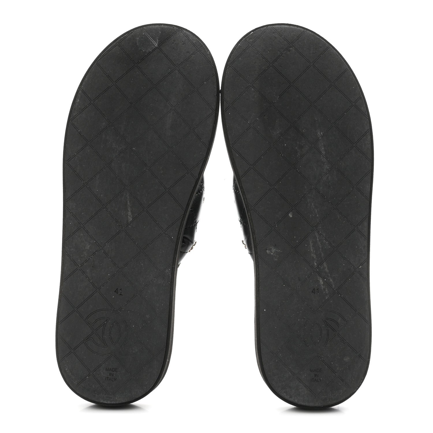 Chanel Lambskin Quilted Padded Charms Thong Sandals 41 Black 6 of 9