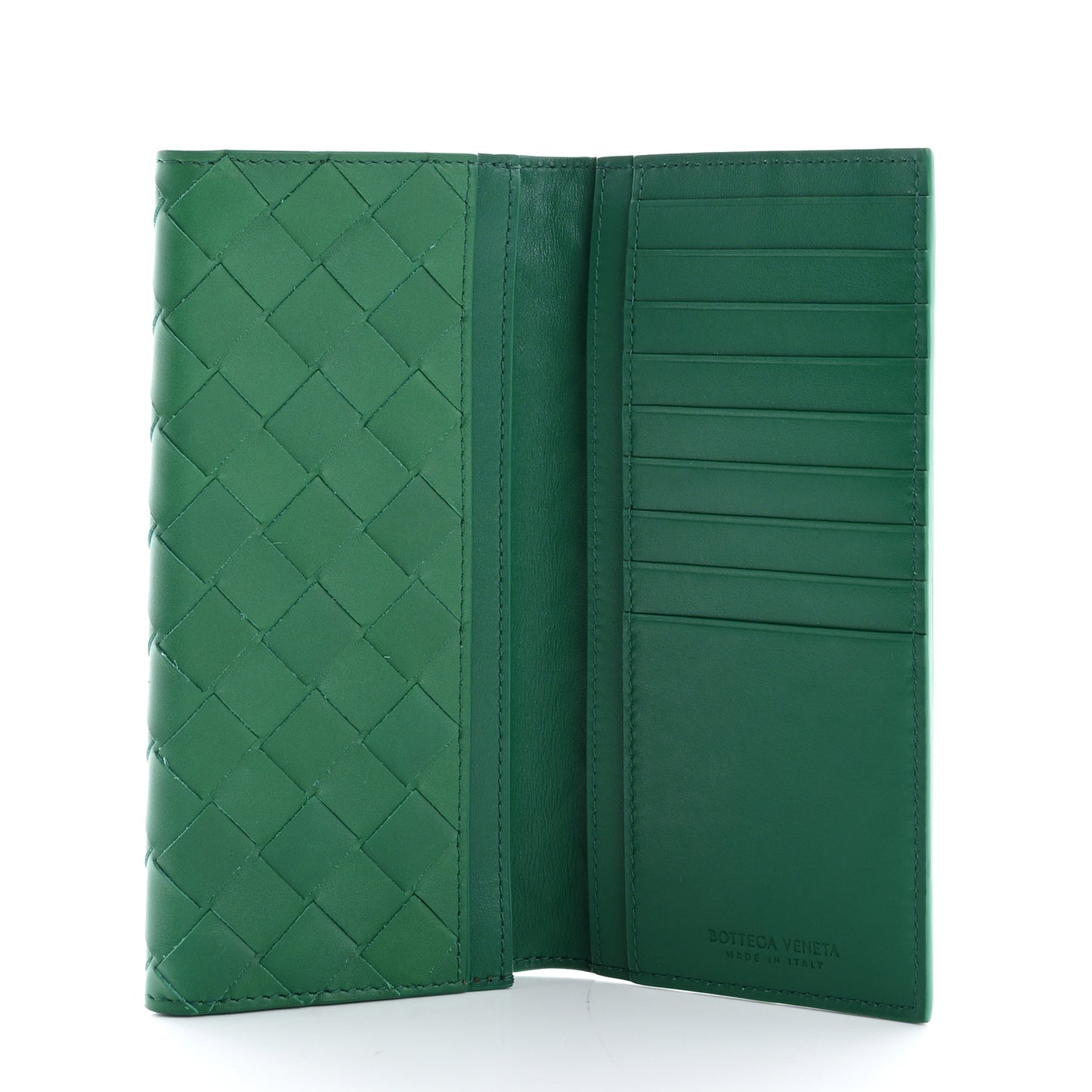 Nappa Intrecciato Long Bi-Fold Wallet Racing Green