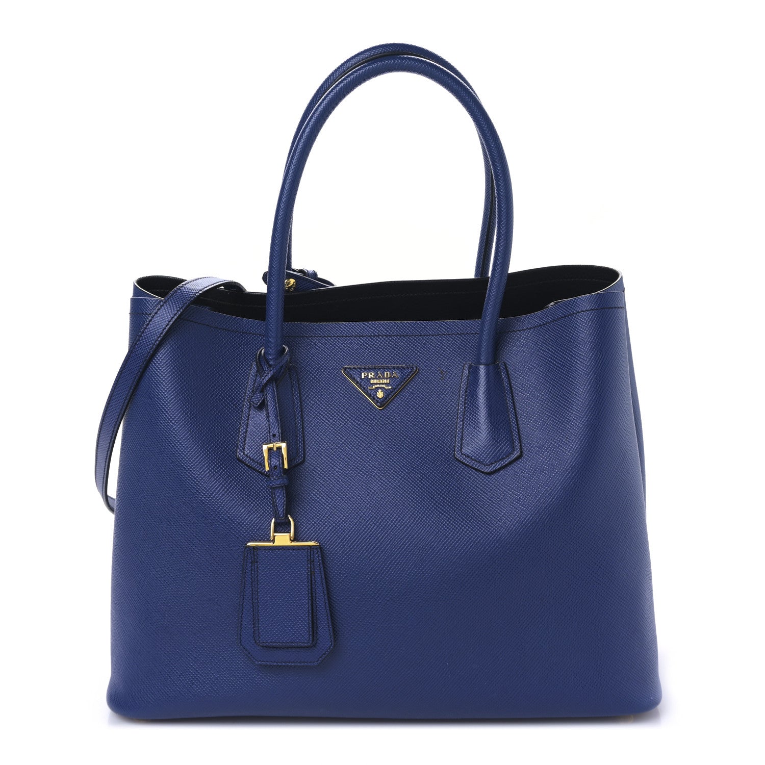 Prada Saffiano Cuir Medium Double Bag Inchiostro 1 of 9