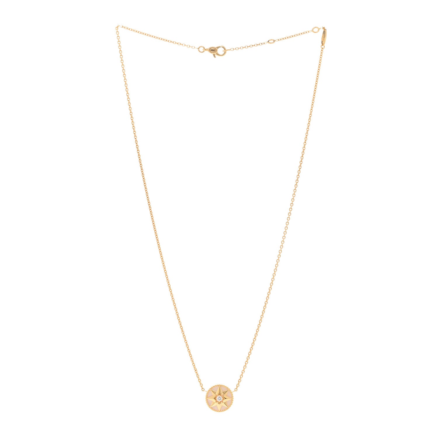 Christian Dior 18K Yellow Gold Diamond Mother of Pearl Rose Des Vents Necklace 3 of 6