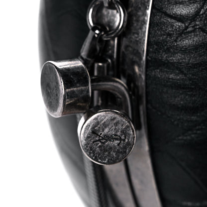 Saint Laurent Calfskin Crocodile Embossed Monogram Love Box Bag Black 10 of 11