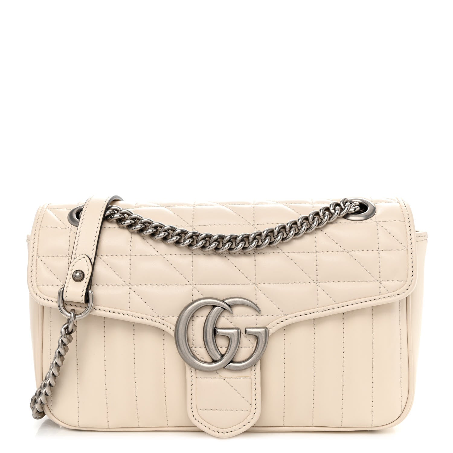 Gucci Calfskin Matelasse Aria Small GG Marmont Shoulder Bag Mystic White 1 of 11