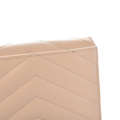 Saint Laurent Grain De Poudre Matelasse Chevron Small Monogram Envelope Wallet Nude Powder 6 of 9